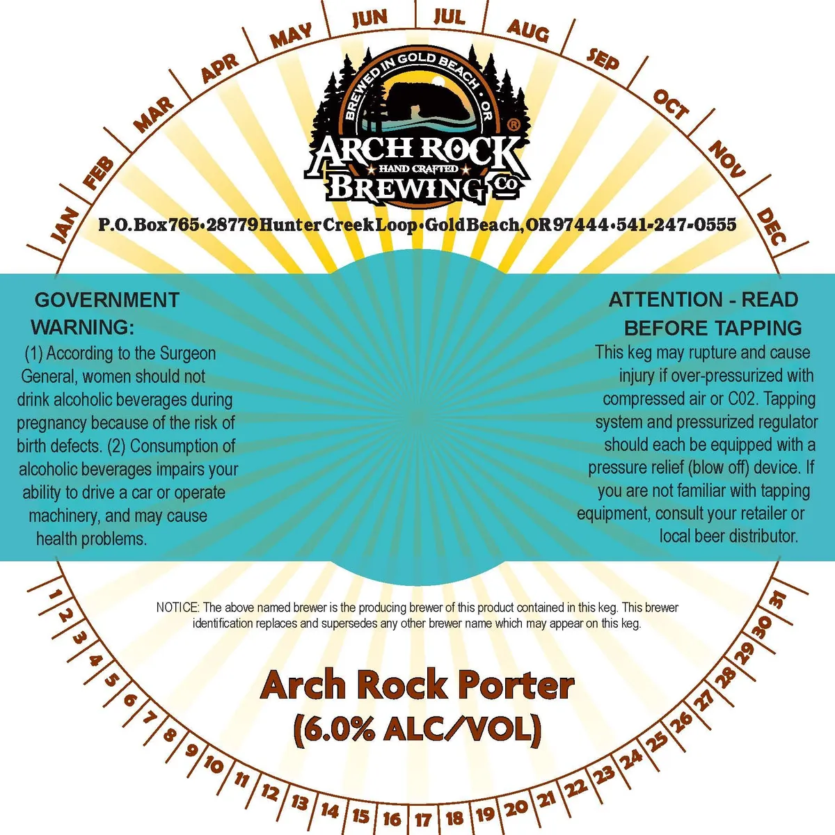 Arch Rock Porter — full label as filed with TTB