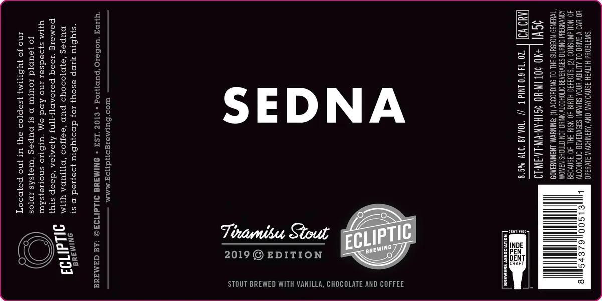 Sedna Tiramisu Stout — full label as filed with TTB