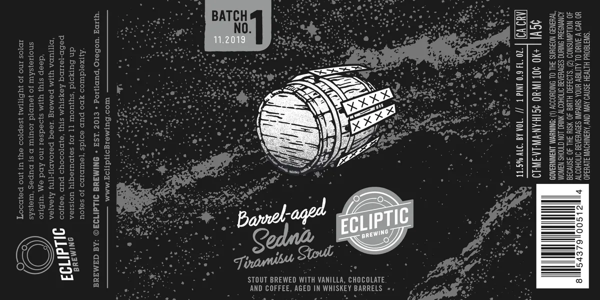 Barrel-Aged Sedna Tiramisu Stout — full label as filed with TTB