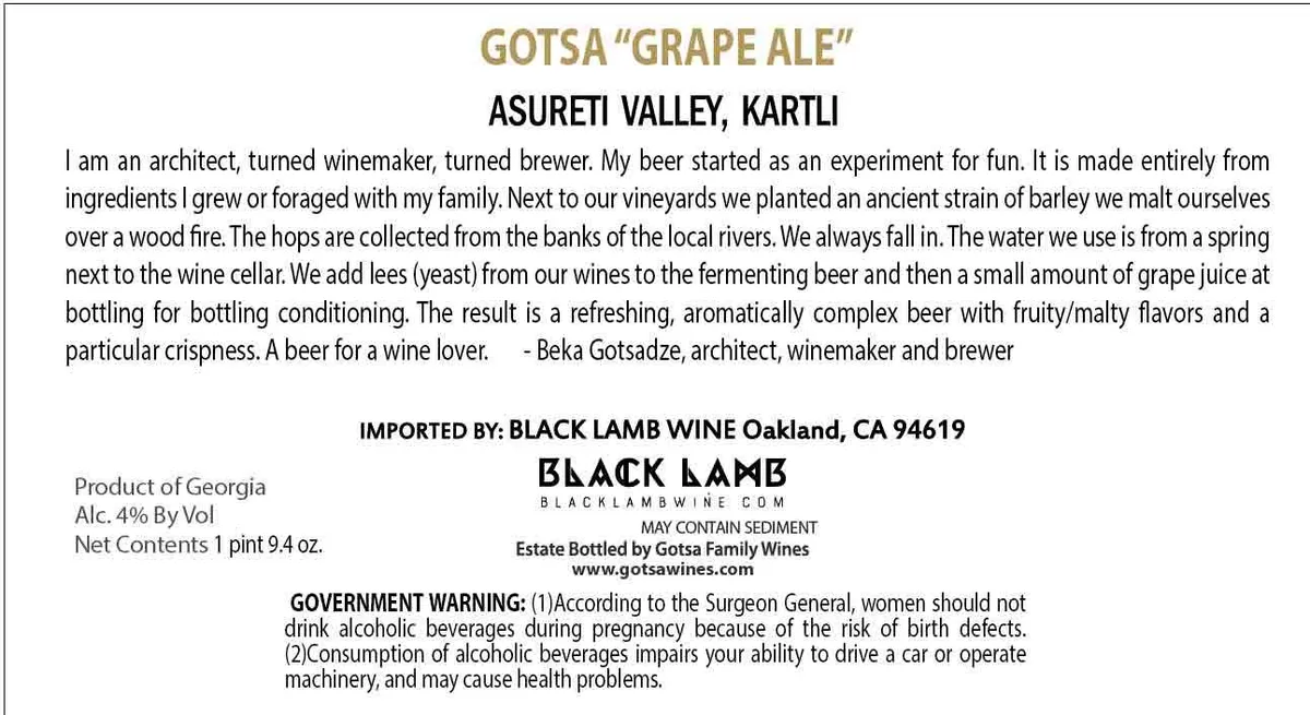 Gotsa Grape Ale label