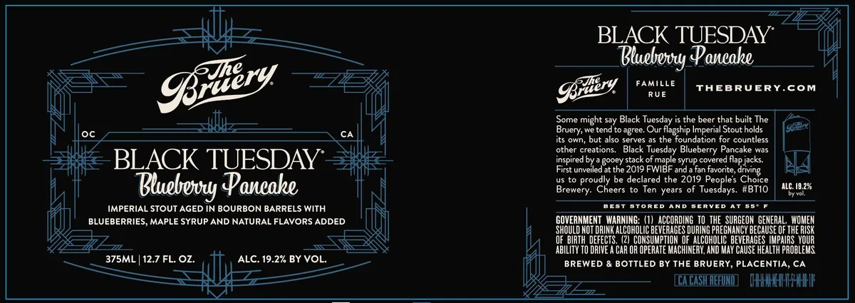Black Tuesday Blueberry Pancake — full label as filed with TTB