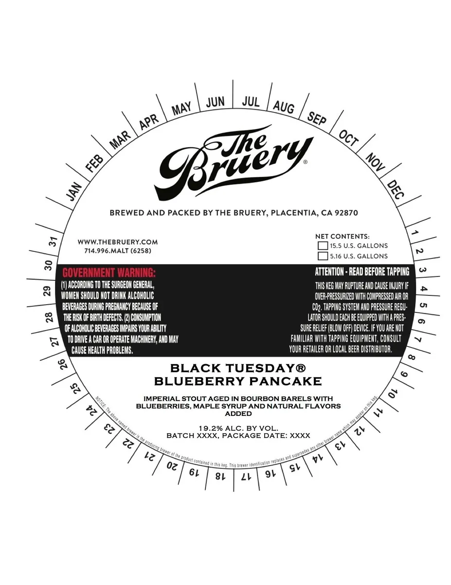 Black Tuesday Blueberry Pancake — full label as filed with TTB