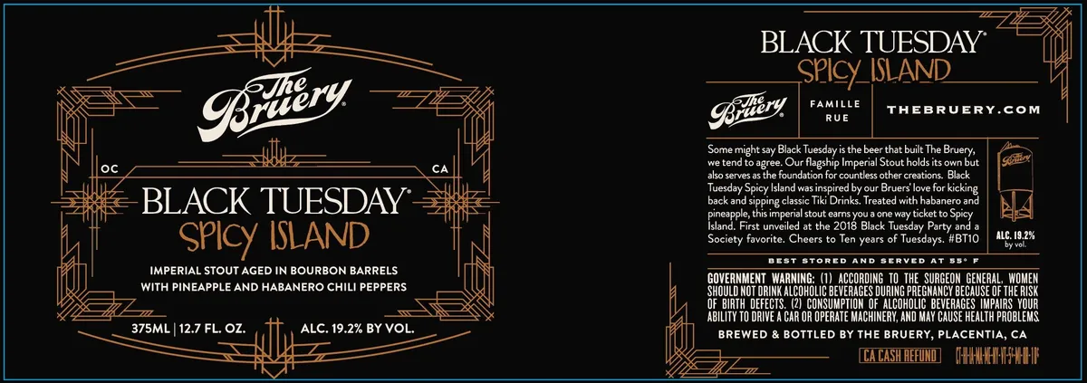 Black Tuesday Spicy Island — full label as filed with TTB