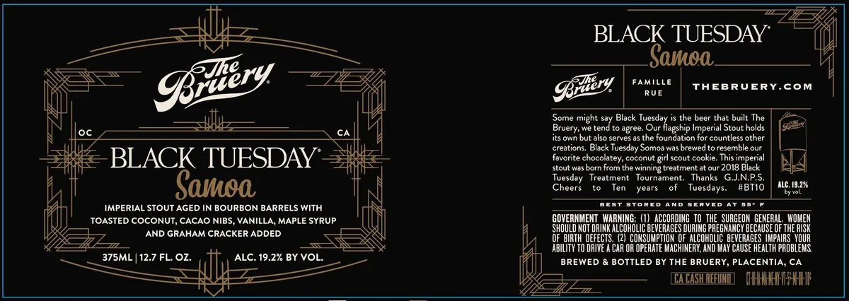 Black Tuesday Samoa — full label as filed with TTB