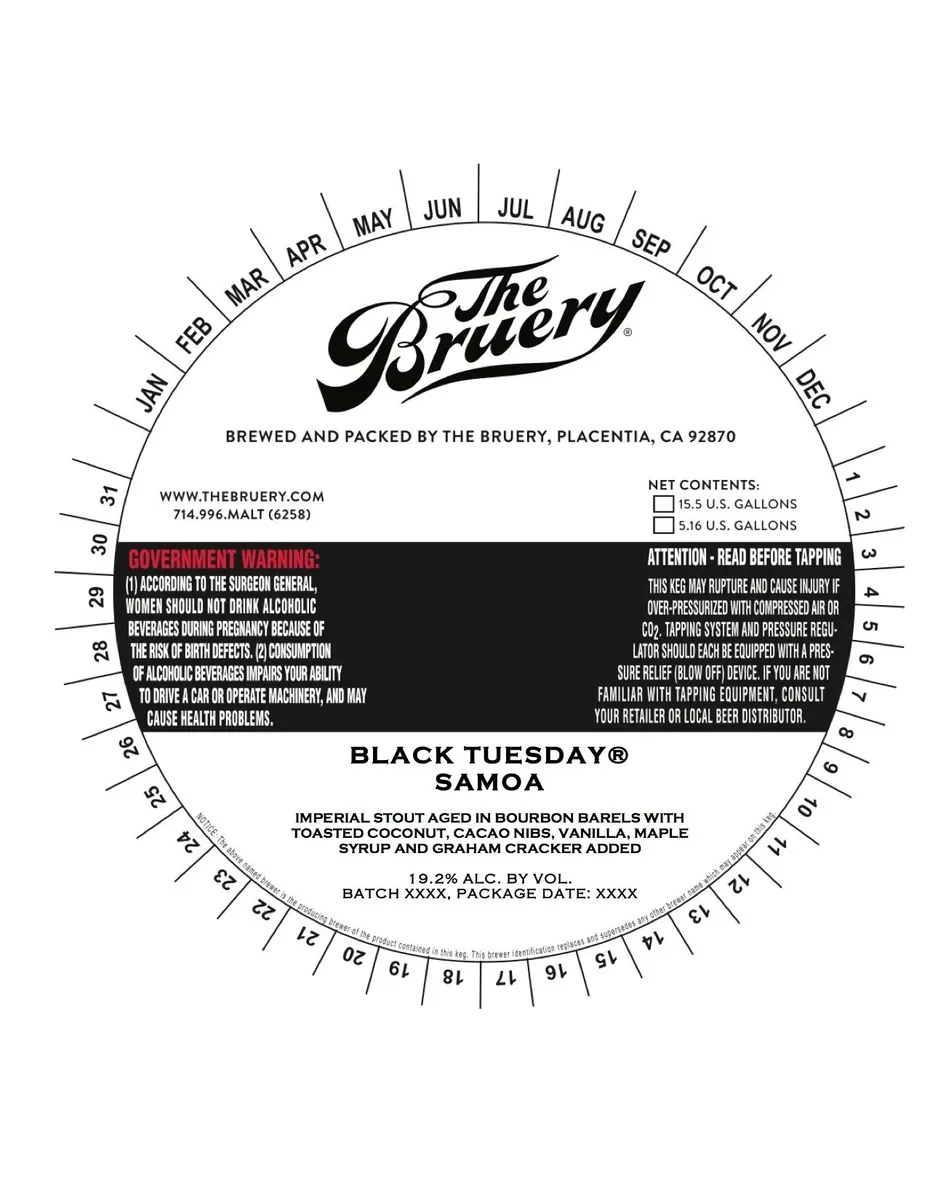 Black Tuesday Samoa — full label as filed with TTB