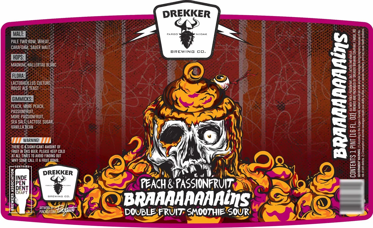 Braaaaaaaains Peach & Passionfruit — full label as filed with TTB