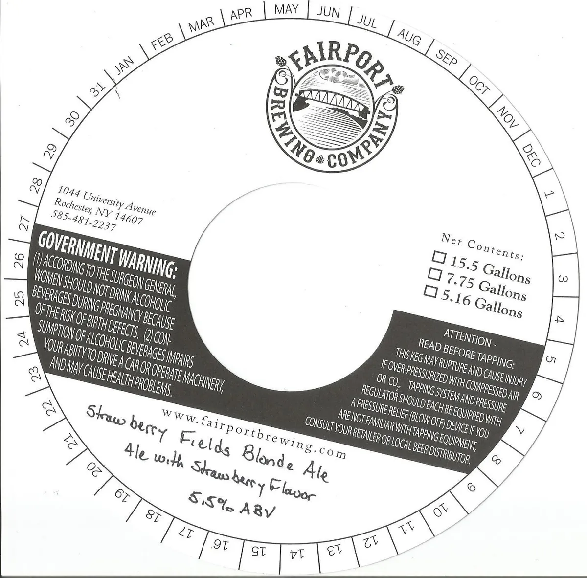 Strawberry Fields Blonde Ale — full label as filed with TTB