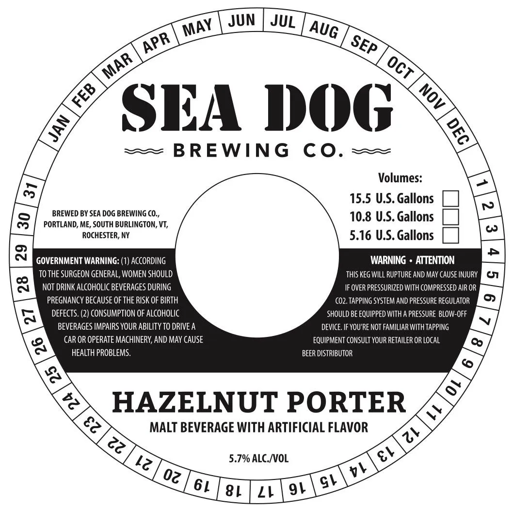 Hazelnut Porter — full label as filed with TTB