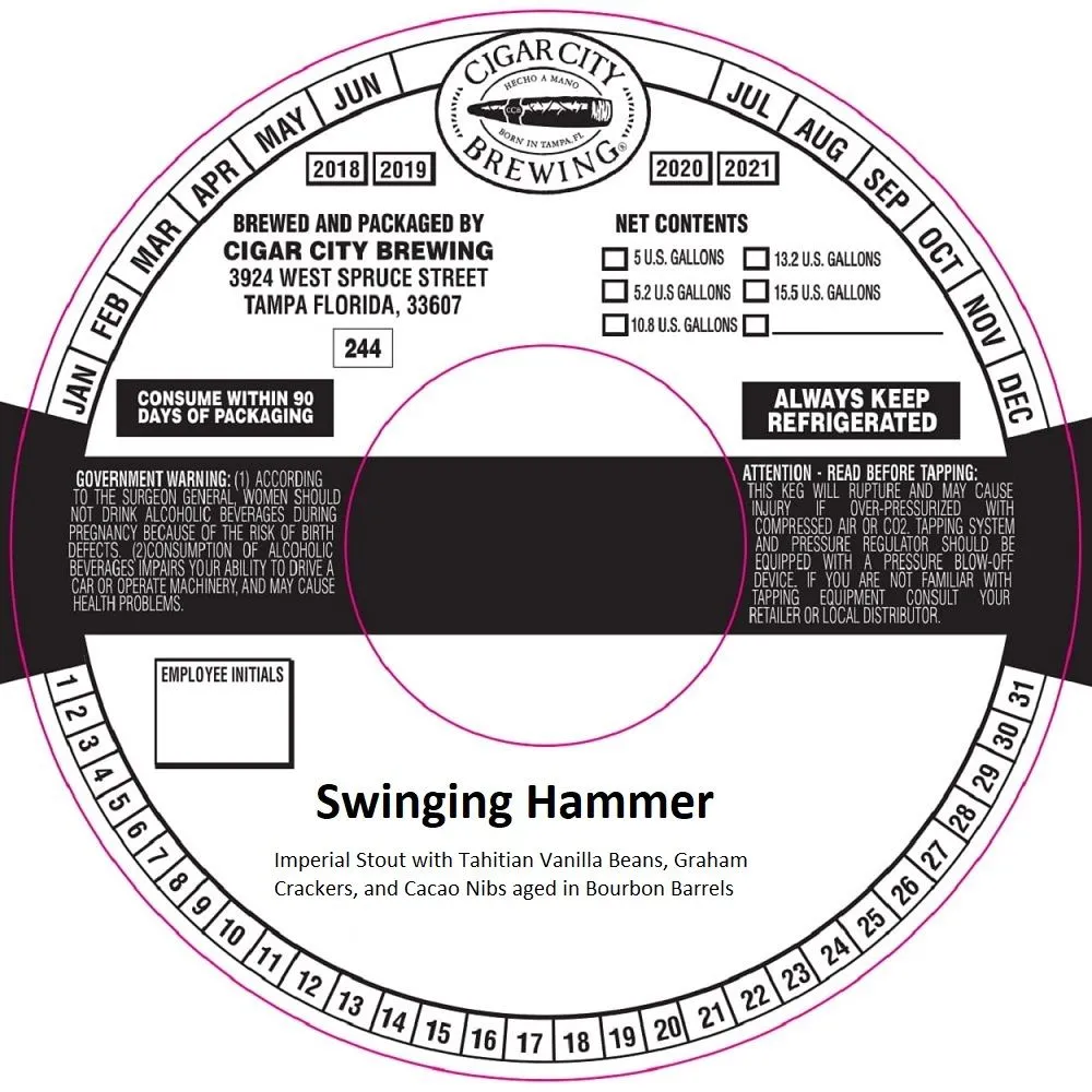Swinging Hammer — full label as filed with TTB