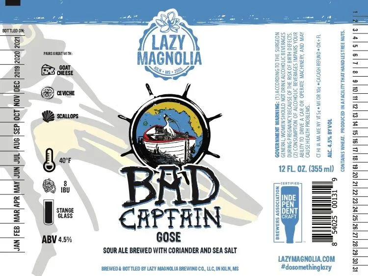 Bad Captain — full label as filed with TTB