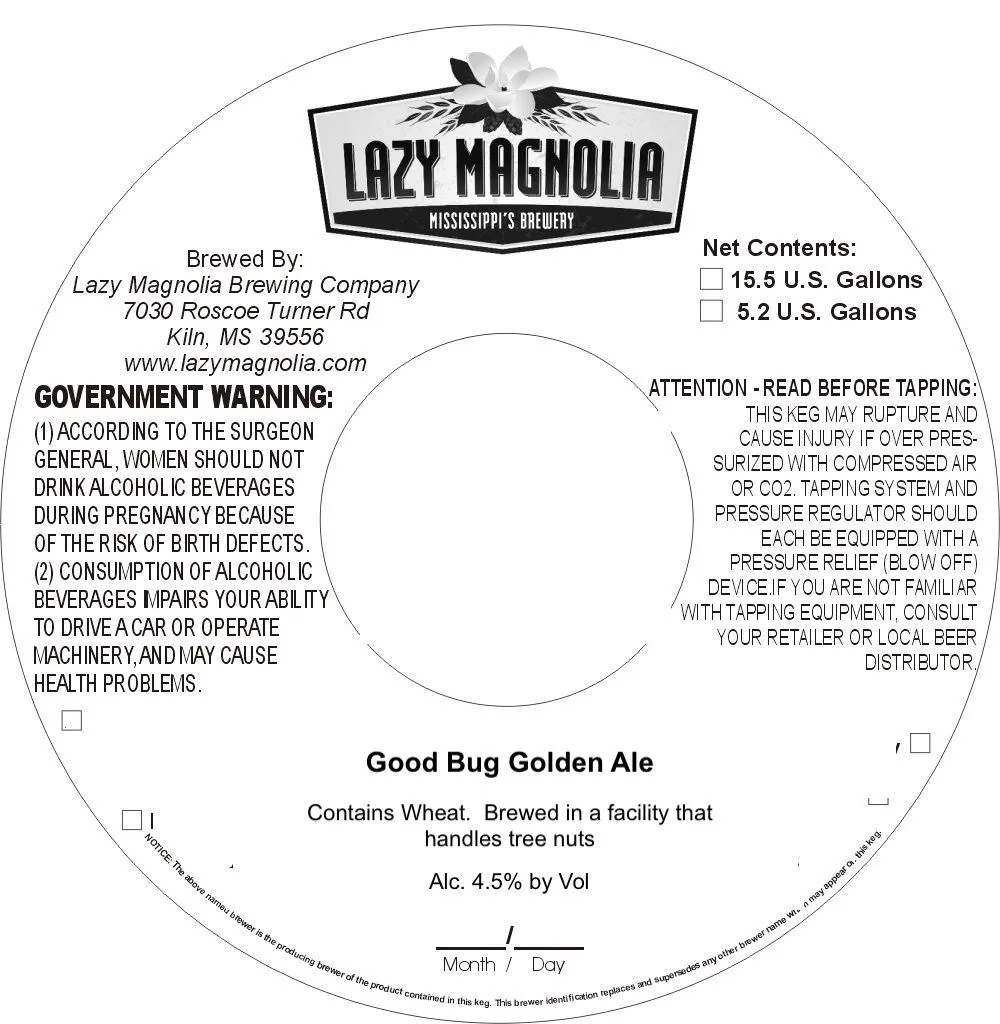 Good Bug Golden Ale — full label as filed with TTB
