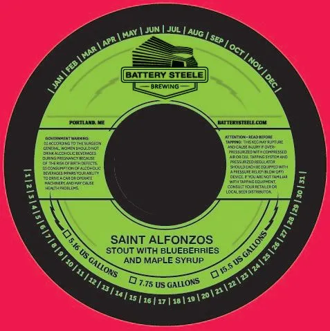 Saint Alfonzos Stout With Blueberries And Maple Syrup — full label as filed with TTB