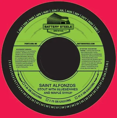 Saint Alfonzos Stout With Blueberries And Maple Syrup label