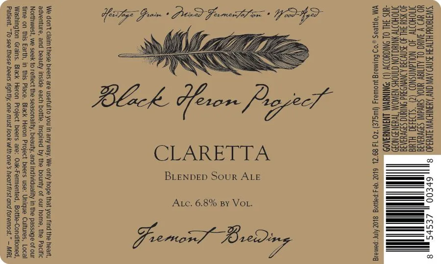 Claretta — full label as filed with TTB