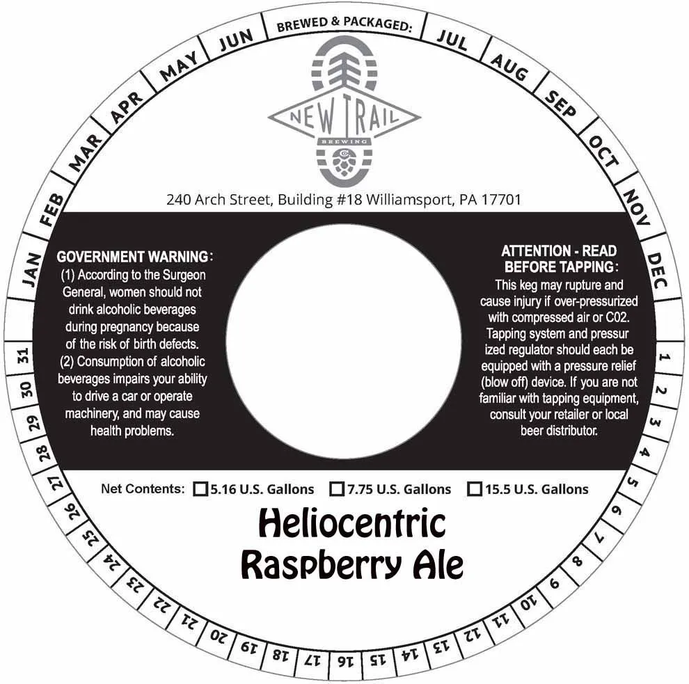Heliocentric Raspberry Ale — full label as filed with TTB