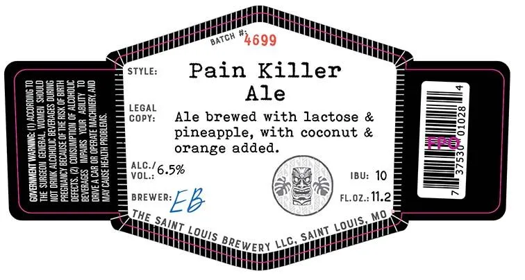 Pain Killer Ale — full label as filed with TTB