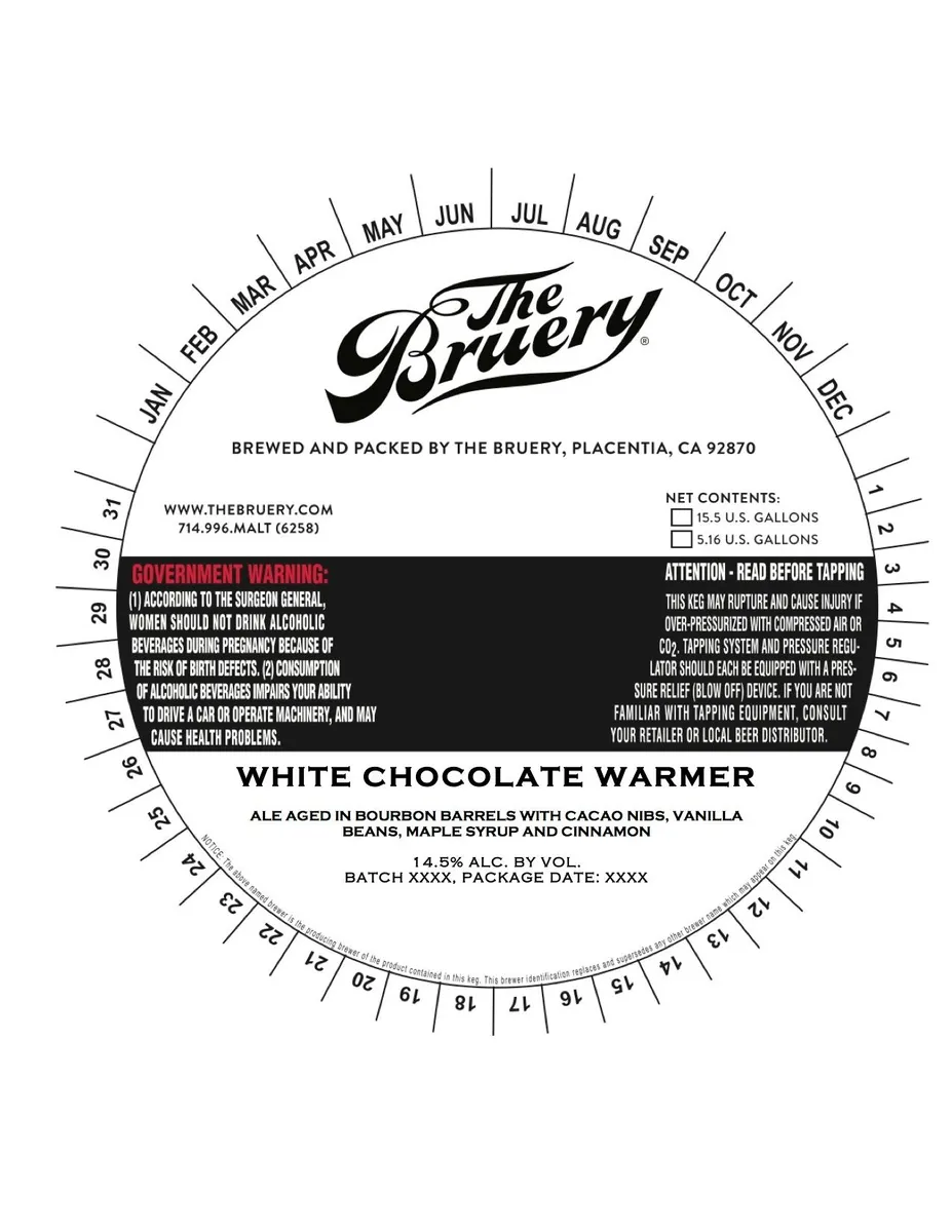 White Chocolate Warmer — full label as filed with TTB