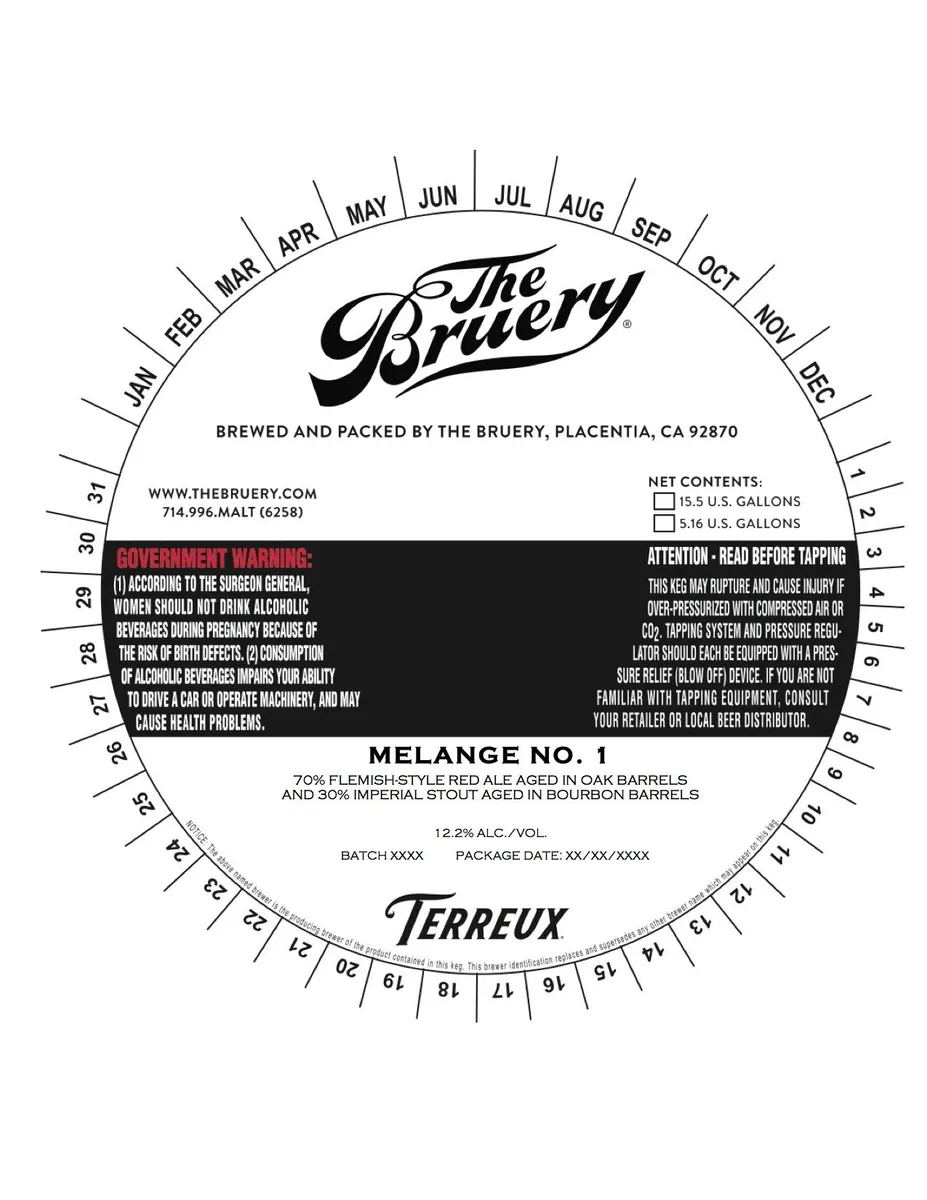 Melange No. 1 — full label as filed with TTB