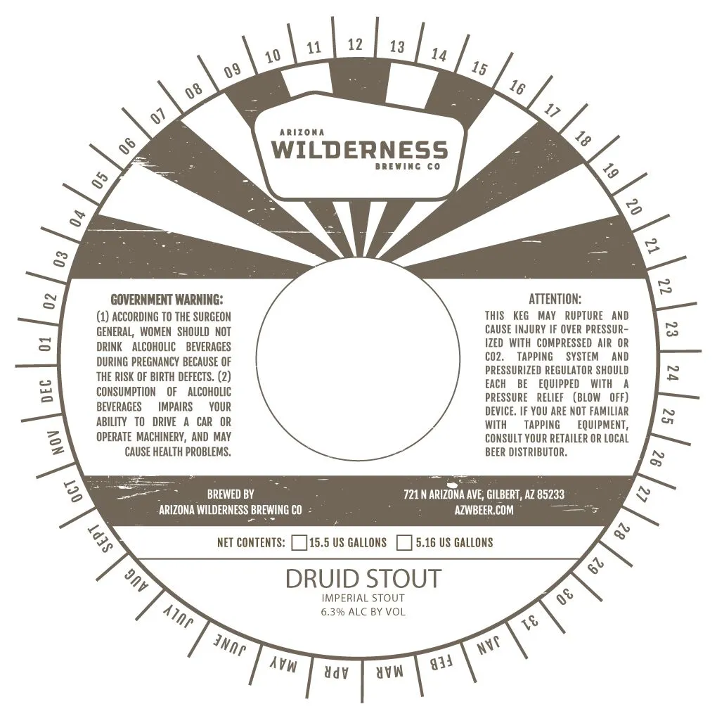 Druid Stout — full label as filed with TTB