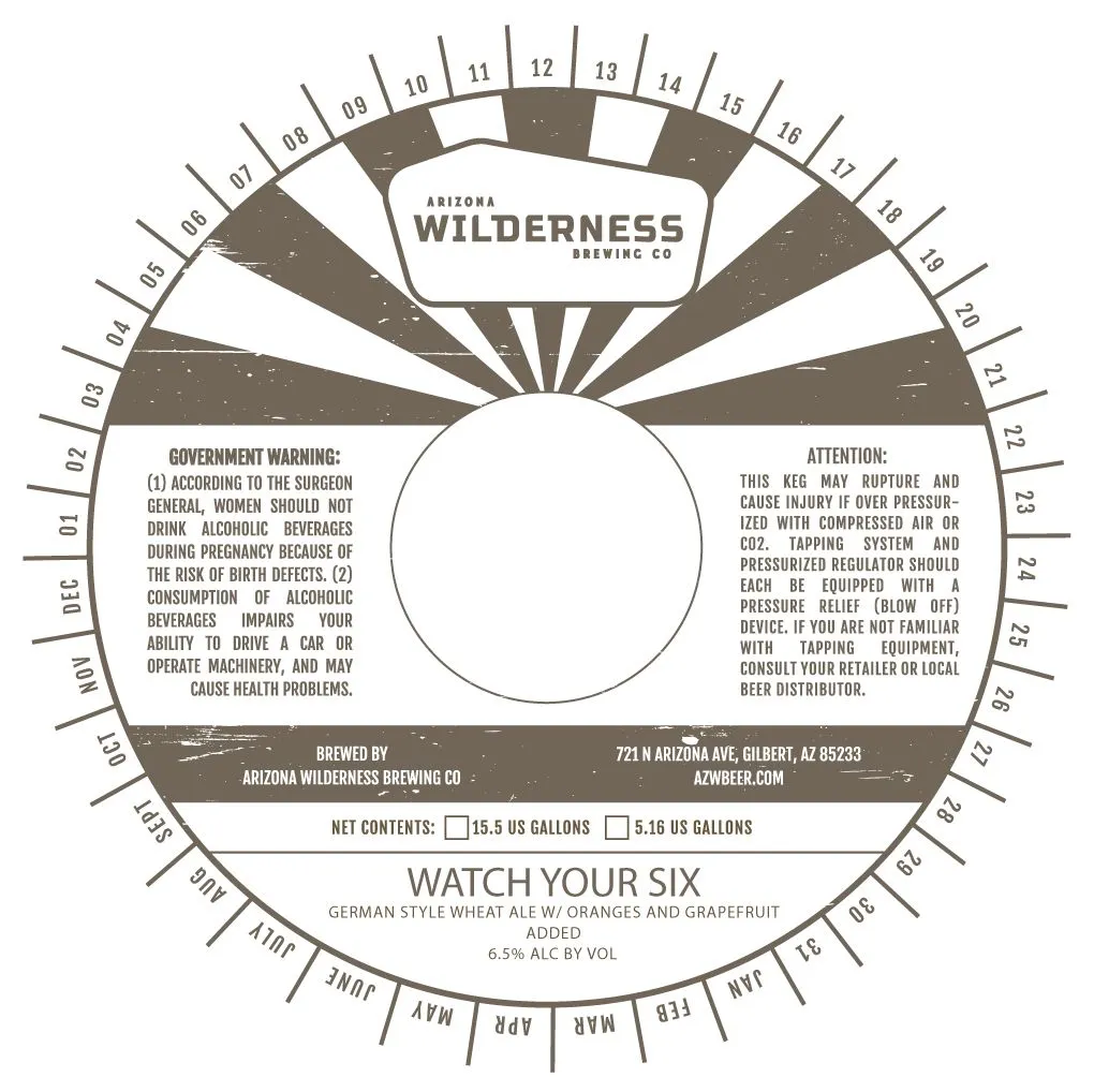 Watch Your Six label art — ARIZONA WILDERNESS BREWING CO