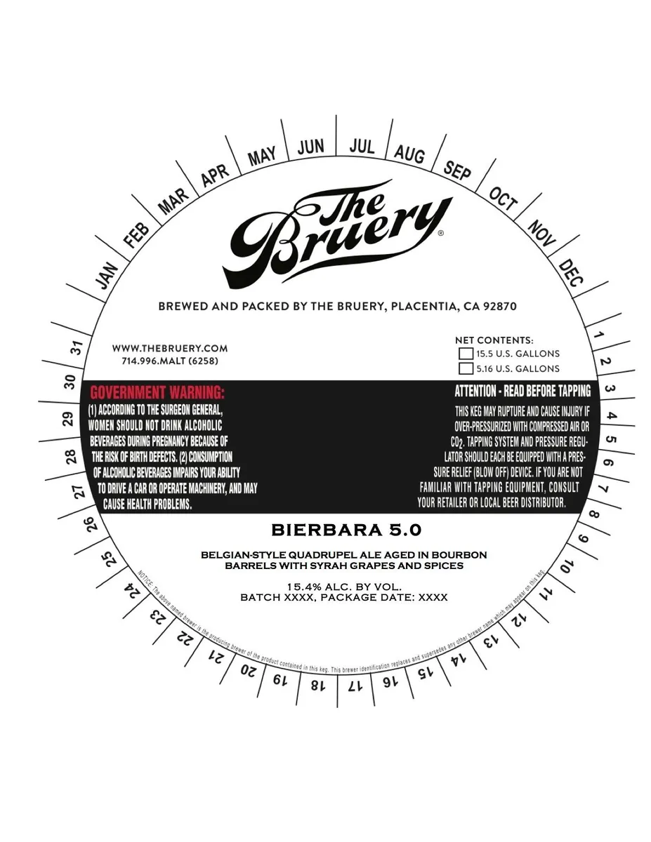 Bierbara 5.0 — full label as filed with TTB