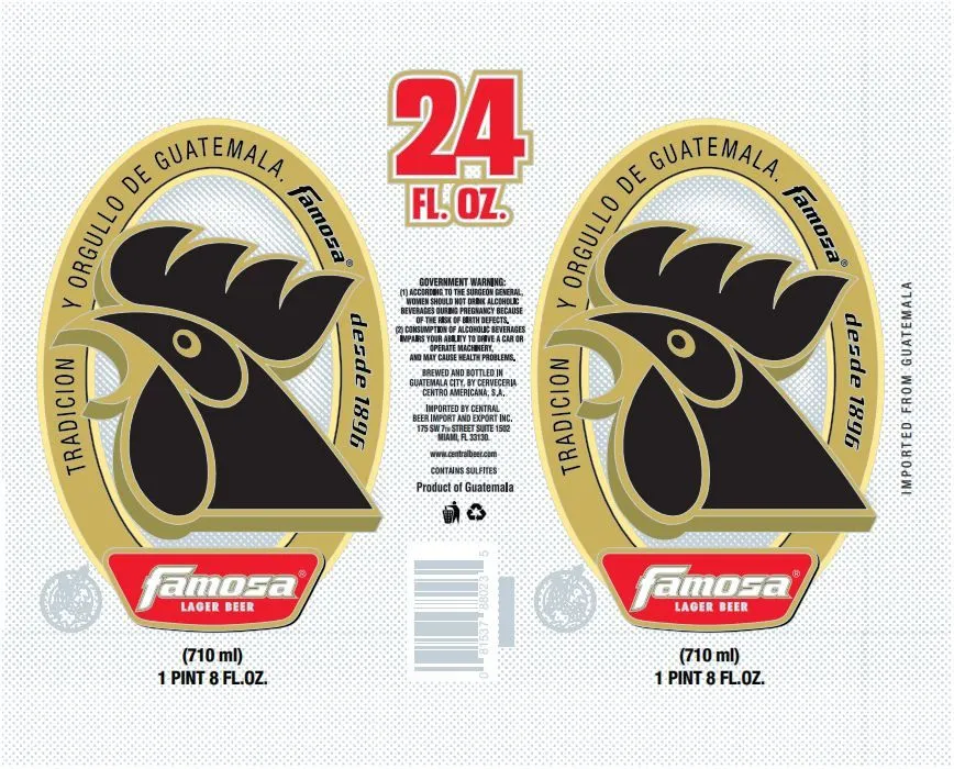 Famosa Lager Beer — full label as filed with TTB
