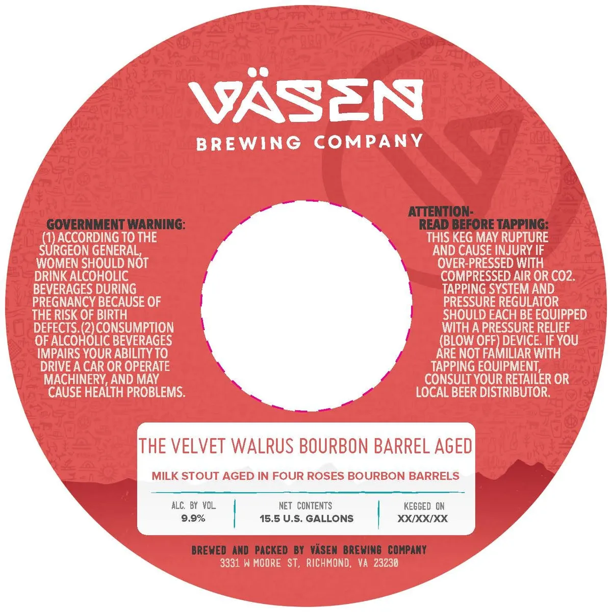 The Velvet Walrus Bourbon Barrel Aged — full label as filed with TTB