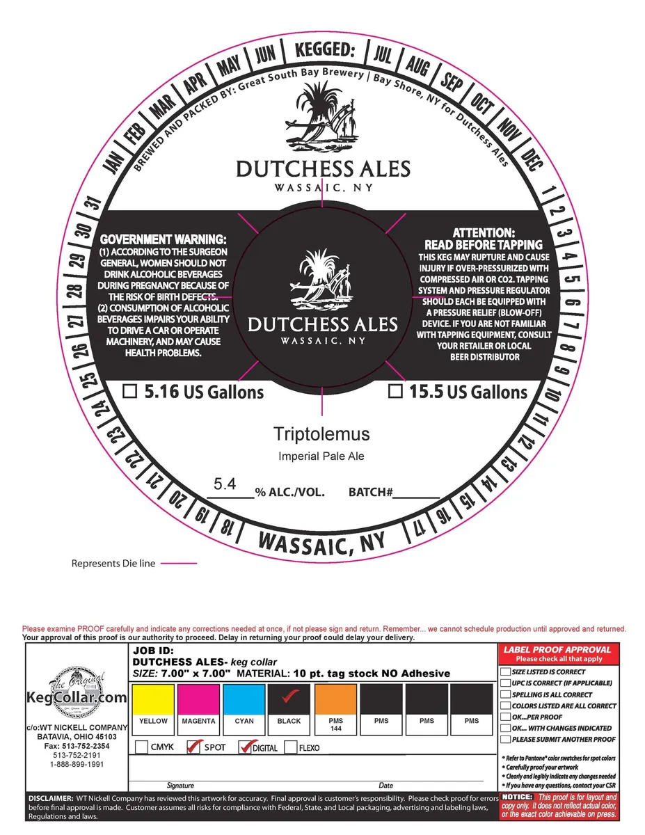 Triptolemus label art — DUTCHESS ALES