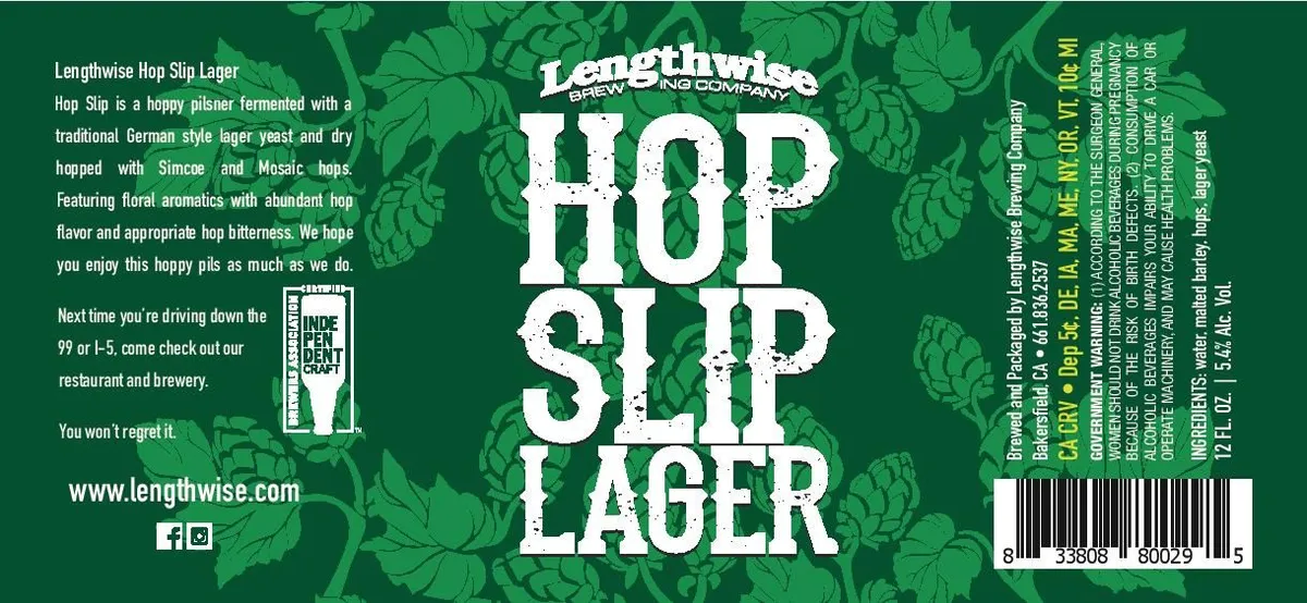 Hop Slip Lager — full label as filed with TTB