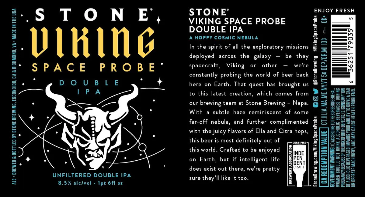 Stone Viking Space Probe Double IPA — full label as filed with TTB