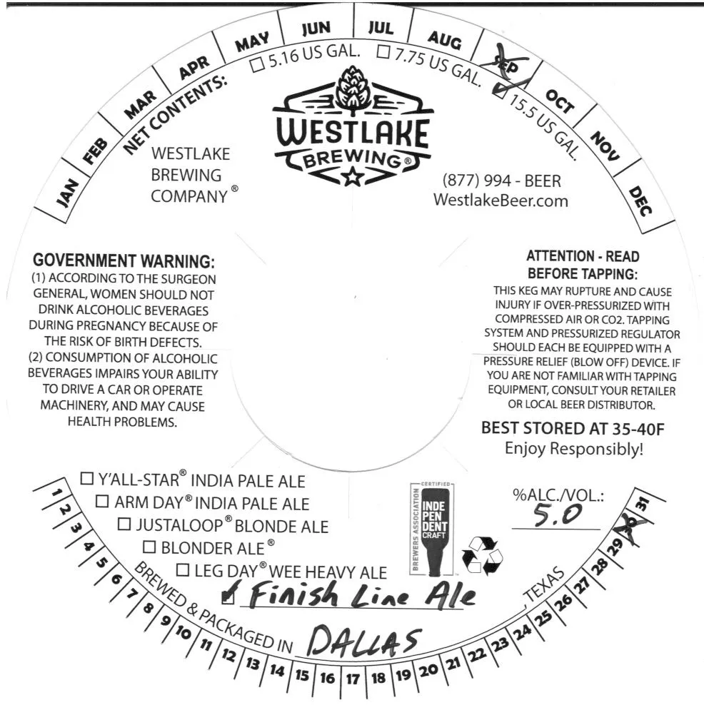 Finish Line Ale — full label as filed with TTB