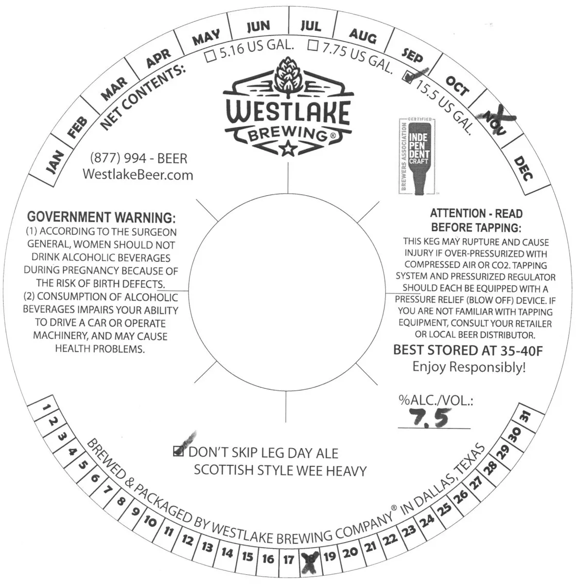 Don't Skip Leg Day Ale — full label as filed with TTB