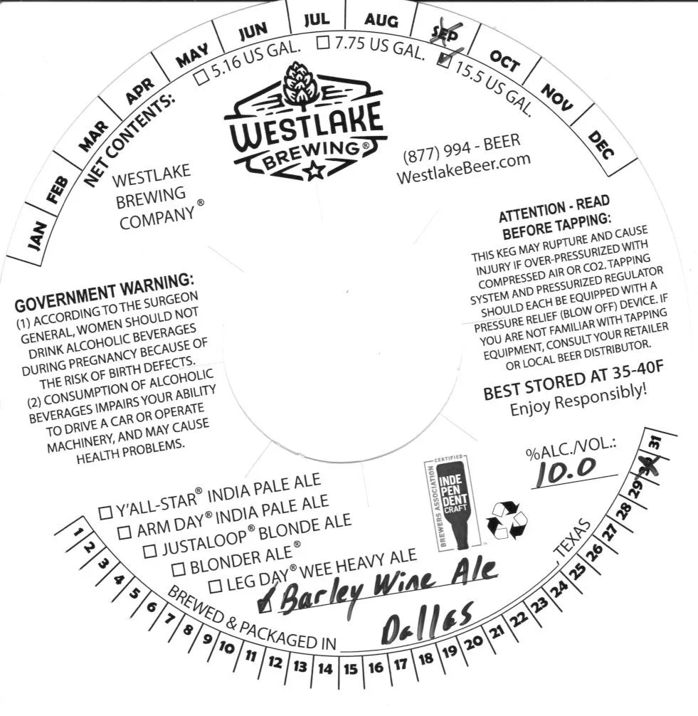 Barley Wine Ale — full label as filed with TTB