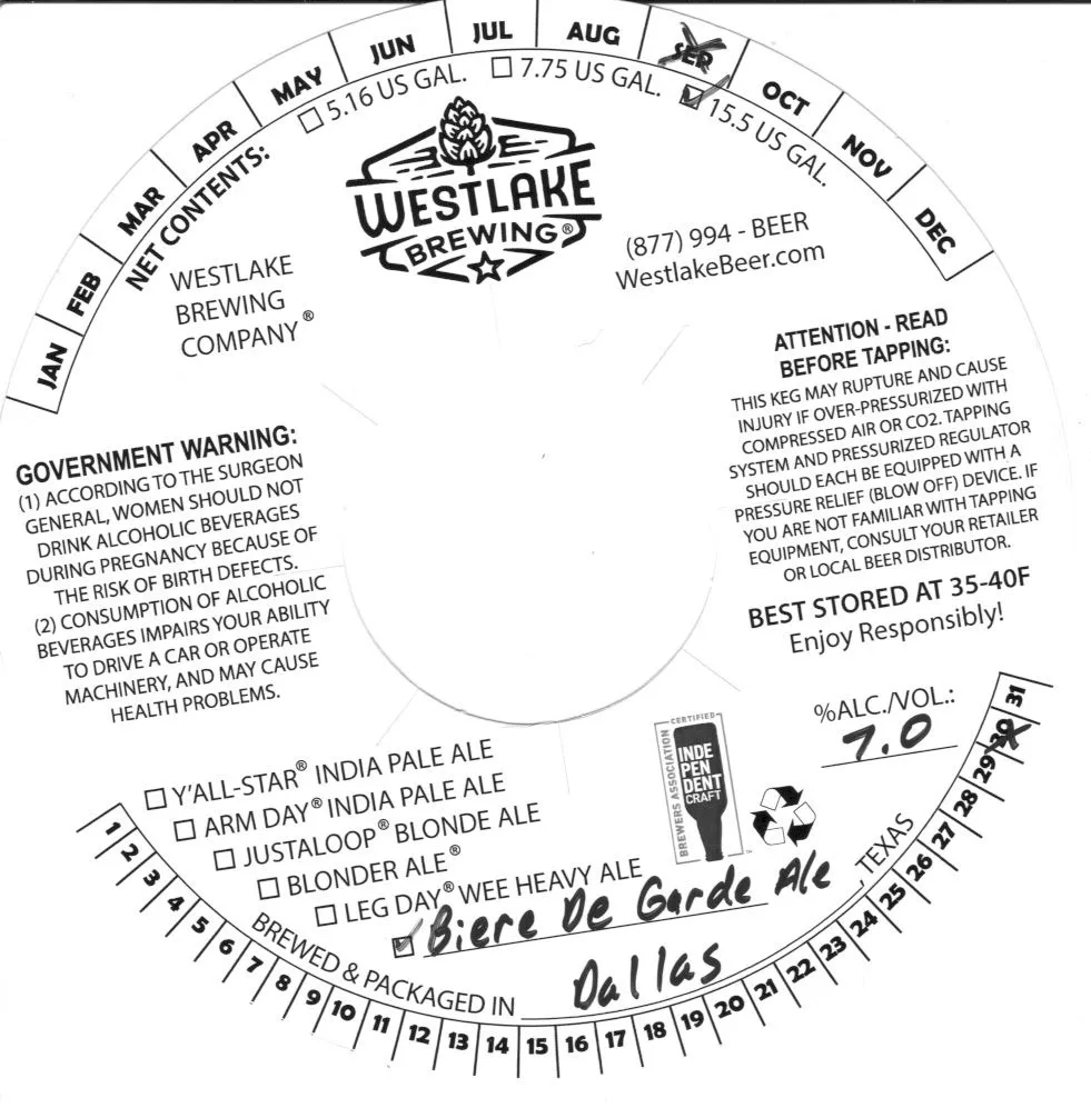 Biere De Garde Ale — full label as filed with TTB