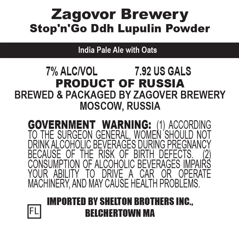 Stop'n'Go Ddh Lupulin Powder — full label as filed with TTB