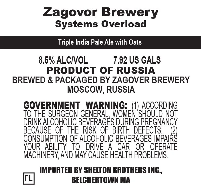 Systems Overload — full label as filed with TTB