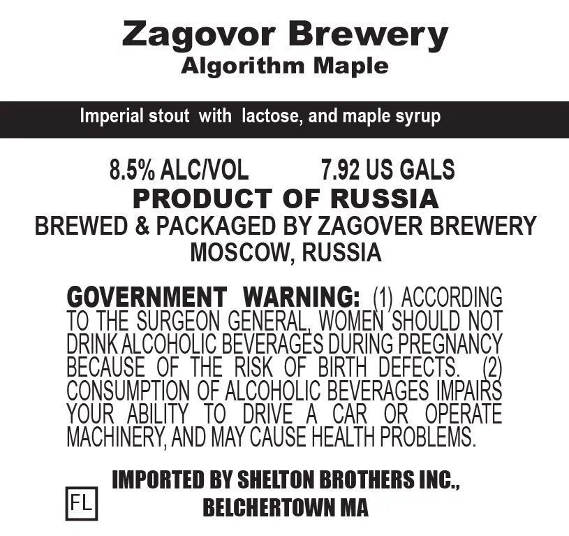 Algorithm Maple — full label as filed with TTB