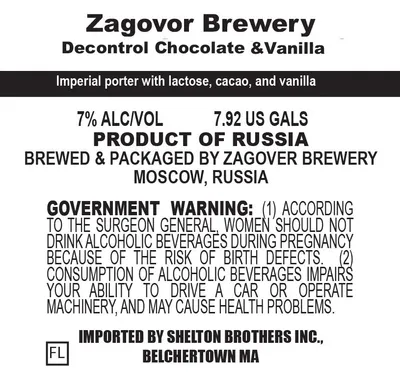 Decontrol Chocolate & Vanilla label