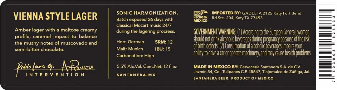 Vienna Style Lager — full label as filed with TTB