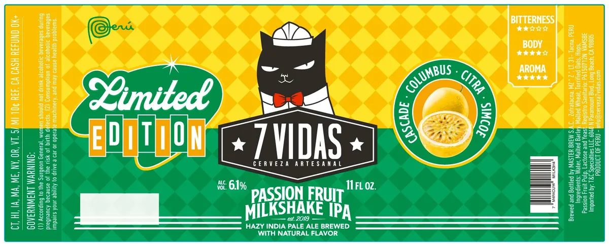 Passion Fruit Milkshake IPA — full label as filed with TTB