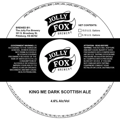King Me Dark Scottish Ale label