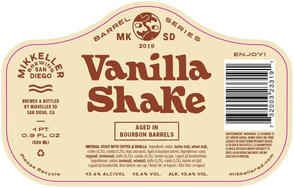 Vanilla Shake — full label as filed with TTB