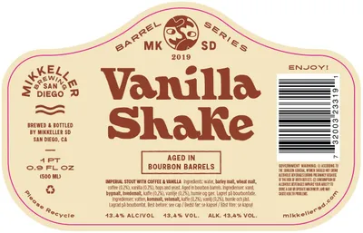 Vanilla Shake label