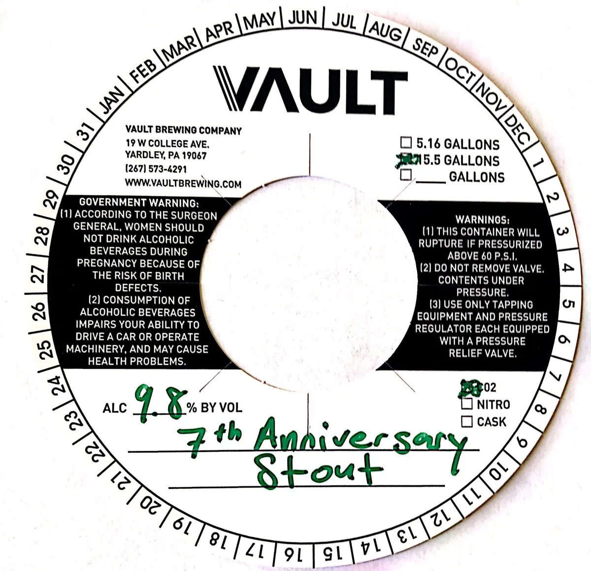7th Anniversary Stout — full label as filed with TTB