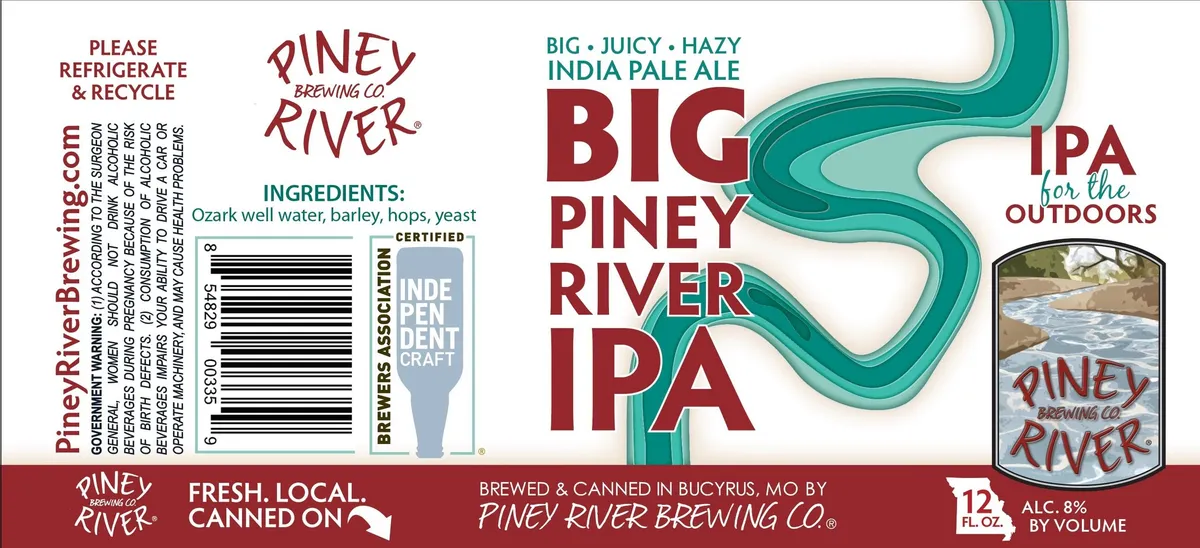 Big Piney River label art — PINEY RIVER BREWING CO.