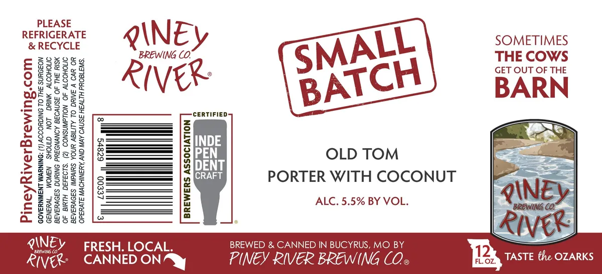 Old Tom Porter with Coconut label art — PINEY RIVER BREWING CO.