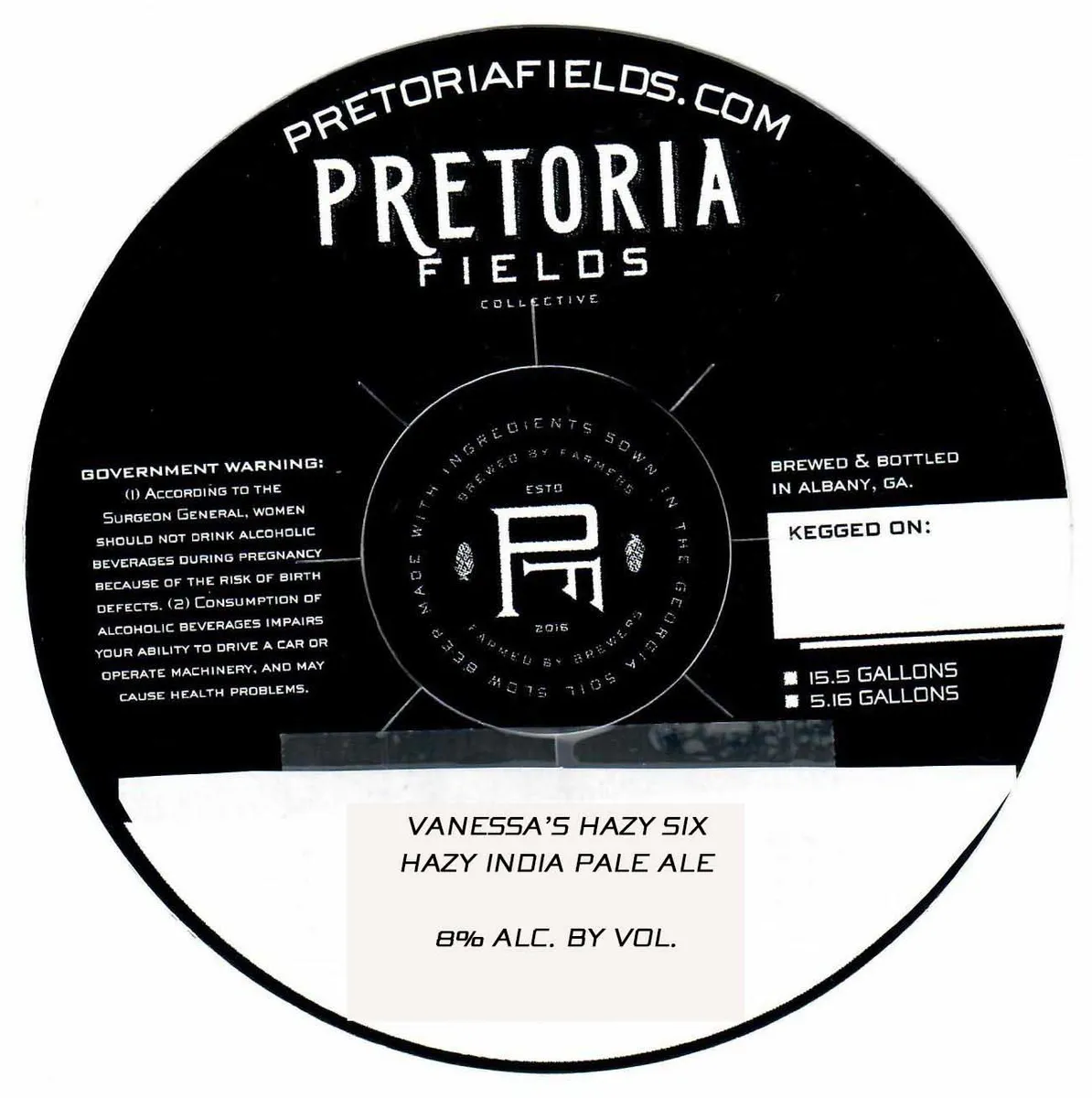 Vanessa's Hazy Six — full label as filed with TTB