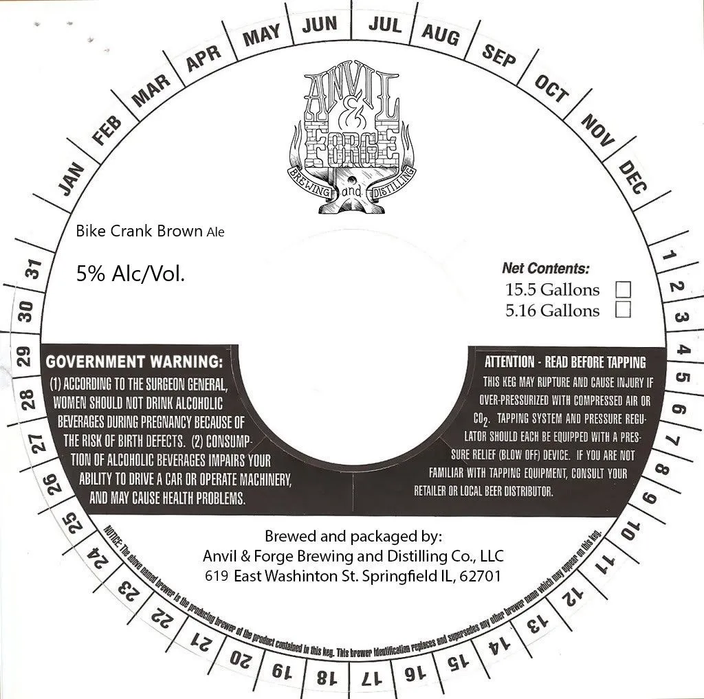 Bike Crank Brown Ale — full label as filed with TTB
