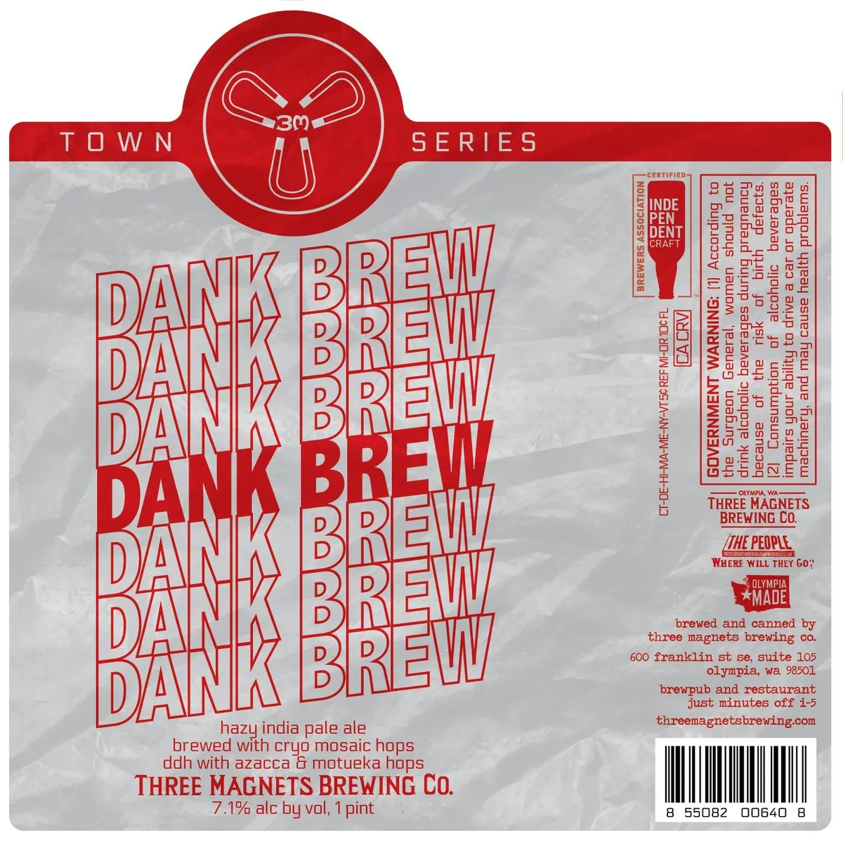 Dank Brew label art — THREE MAGNETS BREWING CO.