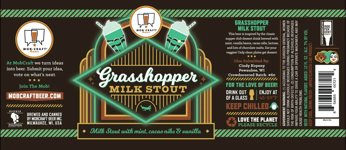 Grasshopper Milk Stout — full label as filed with TTB